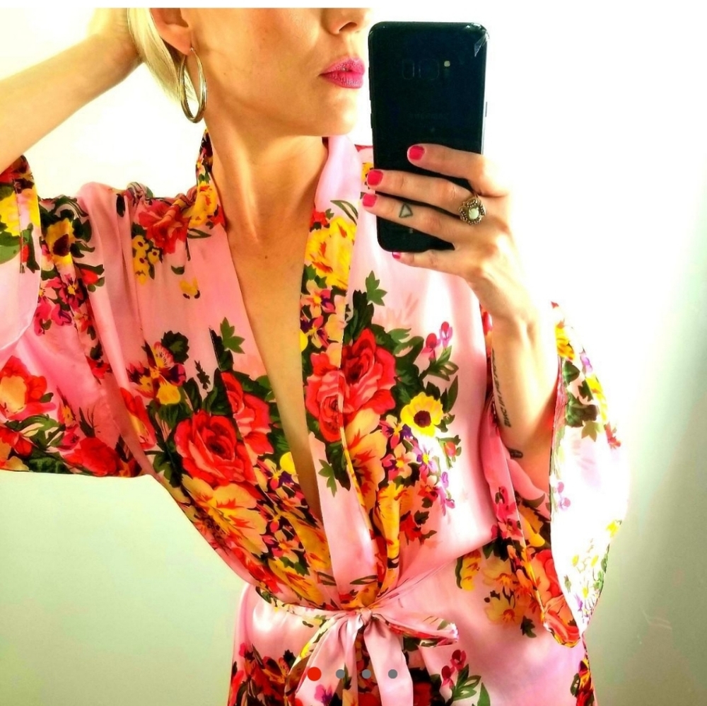 Satin Floral Robe